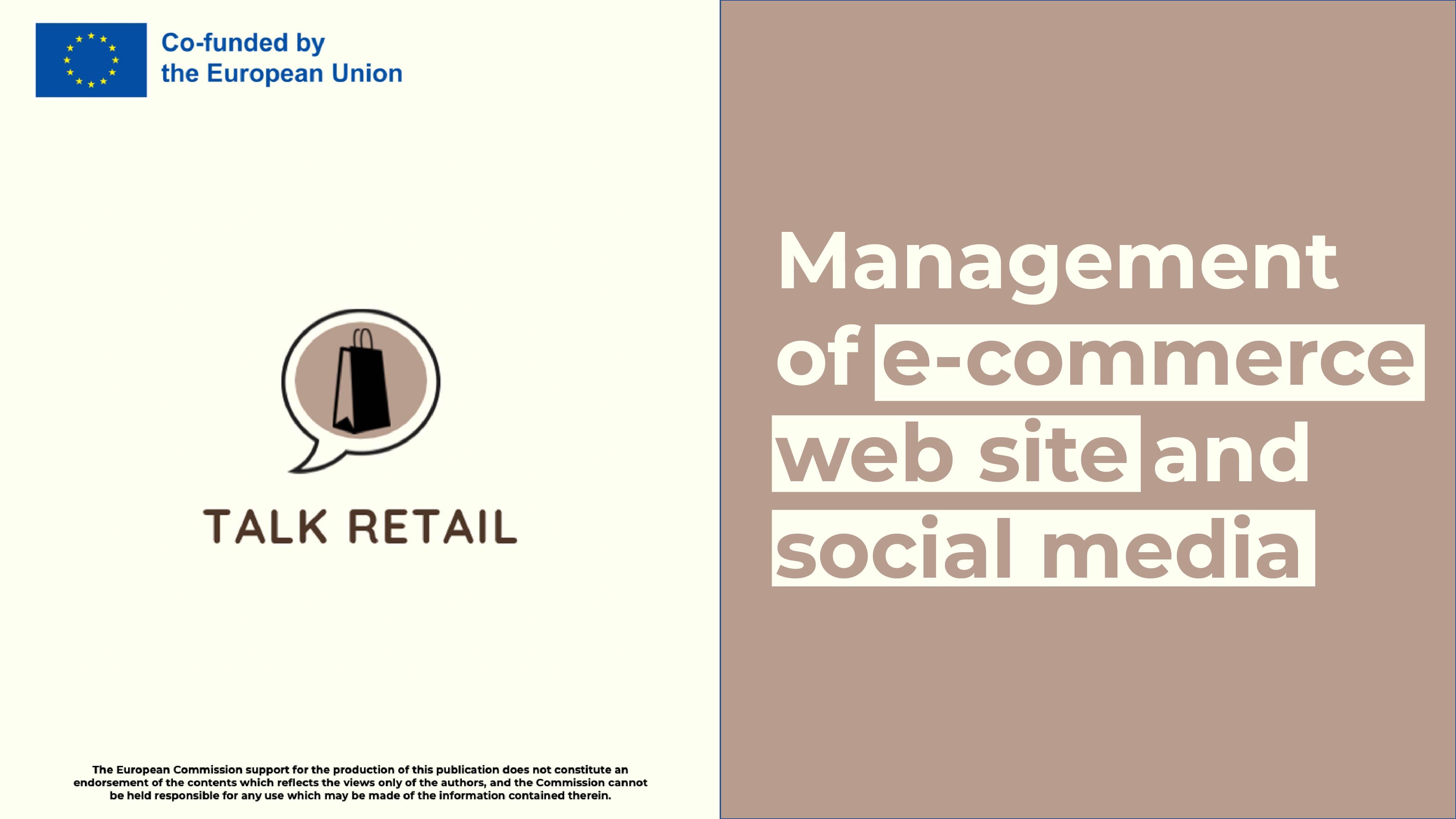 Management of e-commerce, website and social media